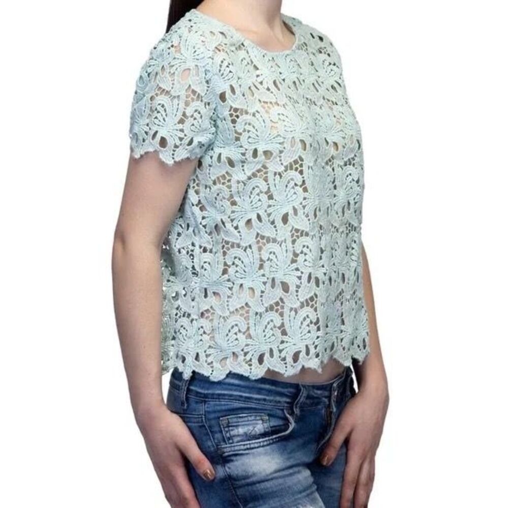 Zara Trafaluc Blue Lace Blouse Size M